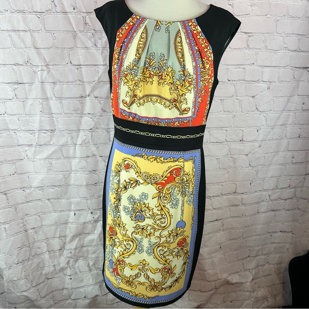 london times Colorful Baroque Print sleeveless sheath Dress womens 10 paisley